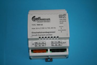 Einschaltstrombegrenzer für Trafos oder elektroniche Geräte, Gefi, TYPE: TRR-V2, 230V / 50Hz, 16A, max. 3600W, Anlaufstrombegrenzer, Strombegrenzer, Einschaltstrombegrenzer, Sanftanlauf, Sanftstarter, Klinger Born, Gefi, Sedlbauer