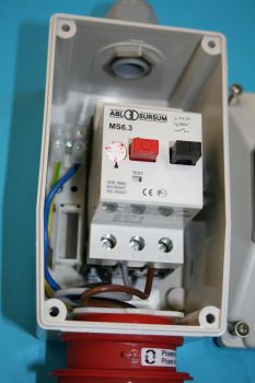 Motorschalter mit Motorschutzschalter 0,63-1,6 A und Drehfeldanzeige, 5x16A CEE, Motorstarter, Motoranschluss, Maschinenanschluss