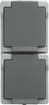 Schuko-Steckdose senkrecht, Vedder Presto 9322S, 2-fach, Steckdose, Stecker