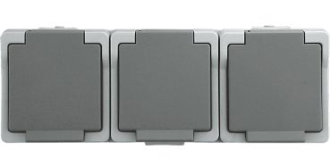 Schuko-Steckdose 3-fach, waagerecht, Presto 9323W, Steckdose, Stecker