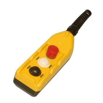 Hängetaster Command Direkt01, AUF-AB + Not-Aus, IP65, bis 3KW 400V, schaltet den Motor direkt, Kranschalter, Seilzug, Aufzug, Kran, Pumpe, Förderband, Wendeschalter