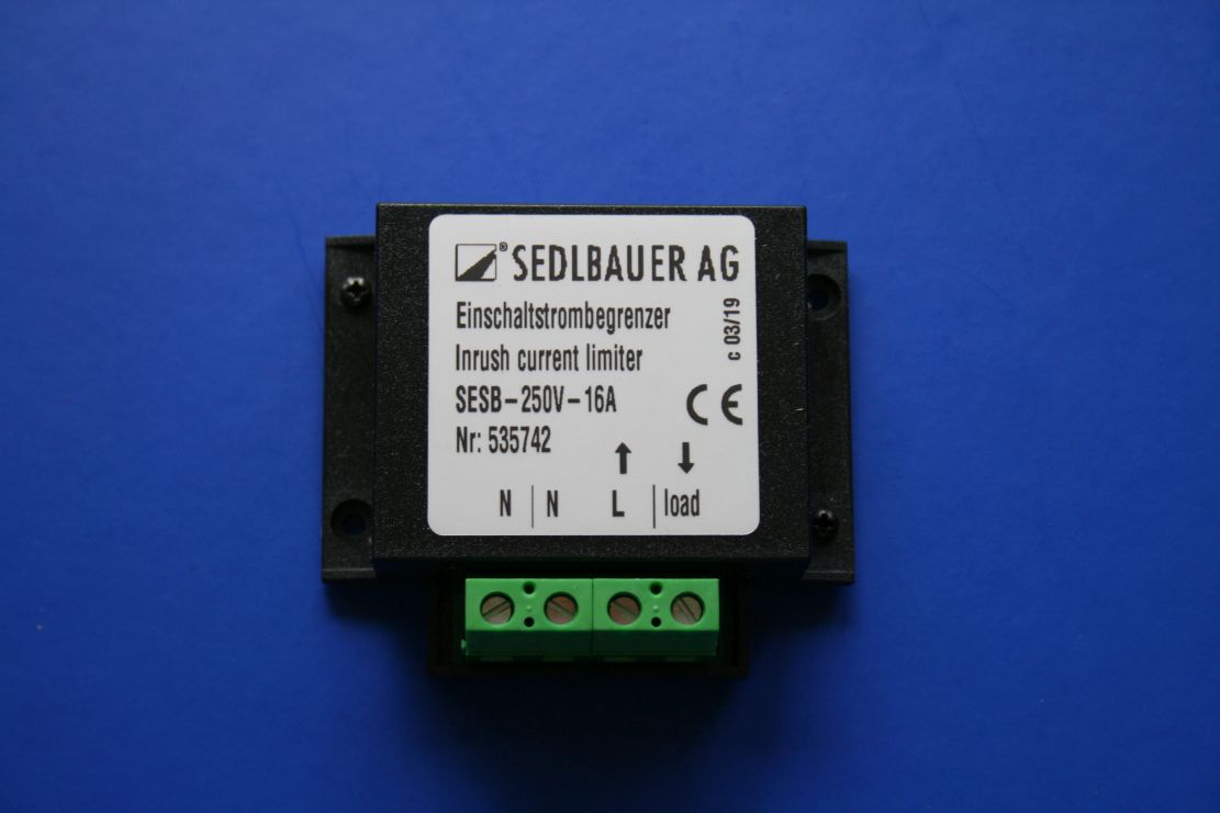 Einschaltstrombegrenzer für Trafos oder elektronische Geräte, Sedlbauer  SESB-250V-16A, 230V / 50Hz, 16A, max. 3600W, Anlaufstrombegrenzer