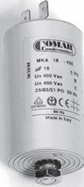 Motor - Betriebskondensator, Typ: 010 450 MPK, µF: 1,0, Flachstecker, Wechselstrommotor, Elektromotor, Kondensator, Anlaufkondensator, Steinmetzschaltung, Umwälzpumpe