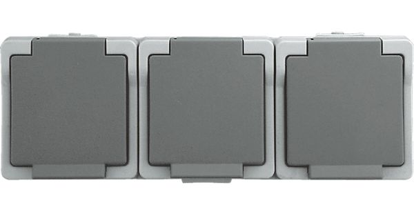 Schuko-Steckdose 3-fach, waagerecht, Presto 9323W, Steckdose, Stecker