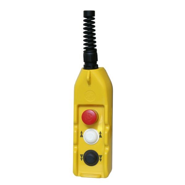 Hängetaster Command Direkt01, AUF-AB + Not-Aus, IP65, bis 3KW 400V, schaltet den Motor direkt, Kranschalter, Seilzug, Aufzug, Kran, Pumpe, Förderband, Wendeschalter