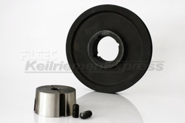 Keilriemenscheibe mit Taper-Spannbuchse TYPE: SPA 125X1-1610, D = 125mm, 1 Keilriemen B = 13mm, für Motorwelle 28mm